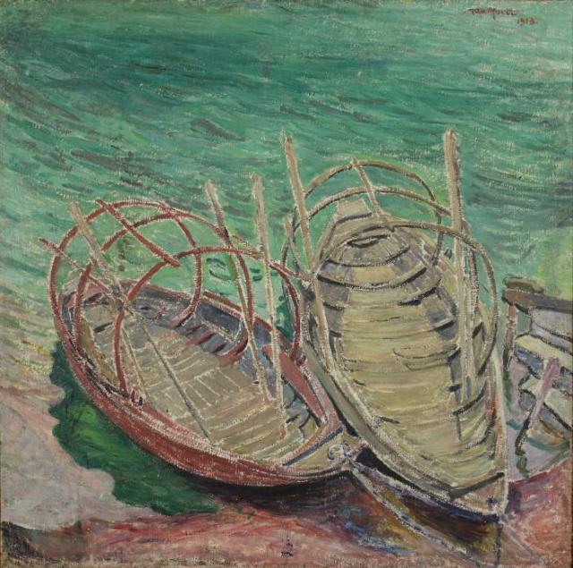„Łódki na Lago Maggiore, Szwajcaria”, 1915<br>olej na płótnie<br>75 x 74,8 cm