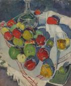 „Martwa natura z jabłkami”, 1918<br>olej na płótnie<br>73 x 60 cm