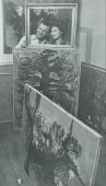 Z żoną (Krystyną Miłotworską) w pracowni na ul. Smolnej w Warszawie, 1960