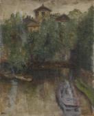 [„Pejzaż”], ok. 1943<br>olej na płótnie naklejonym na płytę<br>50 x 40 cm<br>(Wł. MUT)
