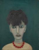 [„Autoportret”], ok. 1947<br>olej na płótnie<br>44 x 35 cm<br>(Wł. MUT)
