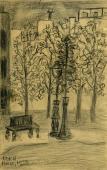 Bez tytułu, Paryż 1950<br>ołówek, czarna kredka<br>21 x 13,5 cm<br>(Wł. MUT)