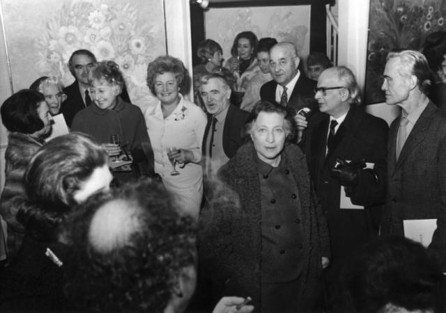 Wystawa Halimy (od prawej: Marek Żuławski, Franciszka i Stefan Themersonowie; z tyłu: Zygmunt Nałęcz, William Scott)