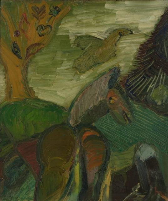 "Poet and Horse", 1952<br>olej na płótnie<br>61 x 50,5 cm<br>(Wł. MUT)