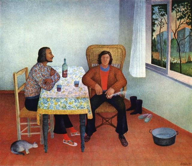 "The friends", 1972<br>olej na płótnie<br>35 x 30 cm<br>(Wł. prywatna)