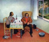 "The friends", 1972<br>olej na płótnie<br>35 x 30 cm<br>(Wł. prywatna)