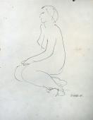 „Akt kobiecy X”, Włochy, 1948, <br>papier, tusz<br>27,6 x 22,3 cm<br>(Wł. MUT)