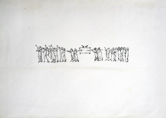„Orszak”, Argentyna, [po 1950]<br>papier, tusz<br>34,9 x 44,4 cm<br>(Wł. MUT)