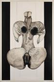 "Kobieta zawieszona", 1972<br>technika mieszana, karton na tekturze<br>100 x 65 cm <br>(Wł. prywatna)