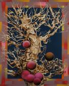"Czerwone satelity na wierzbie", 1973<br>olej, płótno<br>100 x 80 cm <br>(Wł. prywatna)