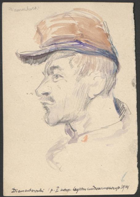 Cykl "Żołnierze polscy z Legii Cudzoziemskiej", 1914<br>ołówek, akwarela<br>(Wł. MUT)