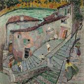 „Pejzaż z Gandrii I (Ticino, Szwajcaria)”, 1915<br>olej na płótnie<br>79,7 x 79,7 cm