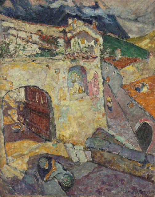 „Pejzaż z Gandrii II z kapliczką”, 1915<br>olej na płótnie<br>81,4 x 65,2 cm