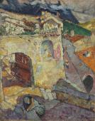 „Pejzaż z Gandrii II z kapliczką”, 1915<br>olej na płótnie<br>81,4 x 65,2 cm