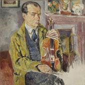 „Portret skrzypka Bronisława Hubermana”, 1924-1927<br>olej na płótnie<br>99,5 x 98,7 cm