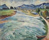 „Wiry w Rodanie w okolicach Awinionu”, ok. 1940-1945<br>olej na płótnie<br>50 x 60 cm