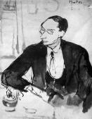 „Portret artysty malarza Romana Kramsztyka”, ok. 1921<br>tusz na papierze<br>31 x 24 cm