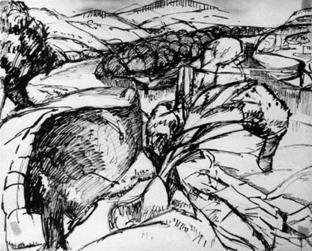 „Serriéres”, Ardéche, Francja, ok. 1923<br>tusz na papierze<br>21,3 x 26,3 cm