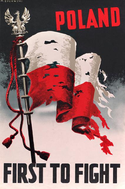 "Poland First to Fight", 1942<br>plakat<br>(Wł. prywatna)