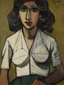„Dziewczyna o czarnych oczach”, lata 50. XX w.<br>olej na płótnie<br>61 × 46 cm