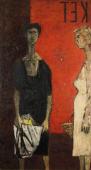„Market”, lata 60. XX w.<br>olej, elementy fakturalne na płycie pilśniowej<br>142 × 76 cm
