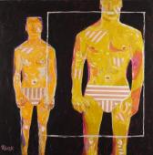 „Akrobaci” / „Acrobats”, 1970<br>akryl na płycie pilśniowej<br> 122 × 122 cm
