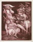 „The Corneaters” z cyklu „Erotomachia”, 1990<br>sucha igła, akwatinta<br>39 x 30 cm<br>(Wł. MUT)