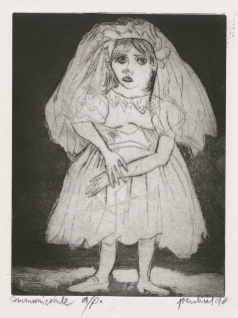 „Communicante”, 1996<br>sucha igła, akwaforta<br>21,5 x 16 cm<br>(Wł. MUT)