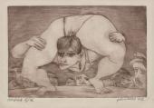 „Acrobat”, 1997<br>sucha igła, akwaforta<br>19 x 29 cm<br>(Wł. MUT)