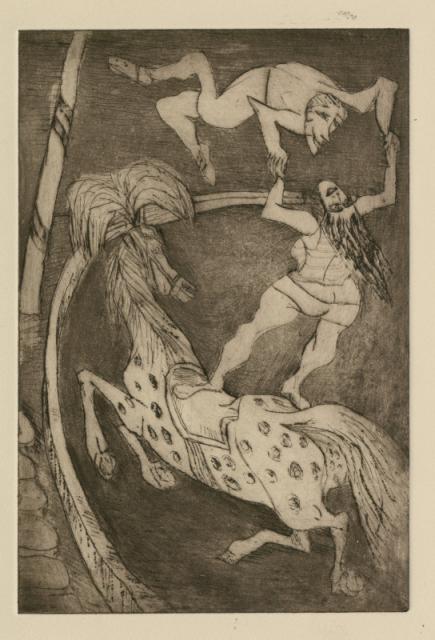 [„Cyrk”], [b.r.]<br>sucha igła, akwaforta<br>29,5 x 19,5 cm<br>(Wł. MUT)