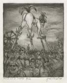 „Feast at St. Malo”, 1997<br>sucha igła, akwatinta<br>27,5 x 22 cm<br>(Wł. MUT)