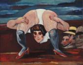 „Contortionist”, 1970-1995<br>olej na płótnie naklejonym na tekturę<br>60 x 76 cm<br>(Wł. MUT)