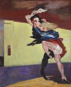„Two women (fighting) in Barcelona”, 1992-1996<br>olej na płótnie<br>92 x 76 cm<br>(Wł. MUT)