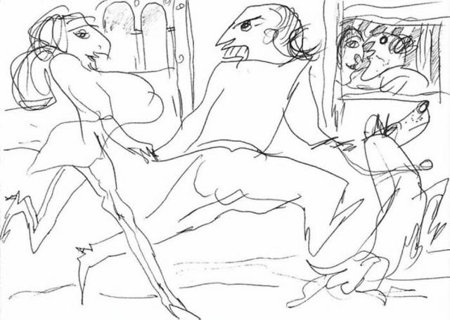 Bez tytułu, [b.r.]<br>pisak na papierze<br>15 x 41 cm (1 / 4)<br>(Wł. MUT)